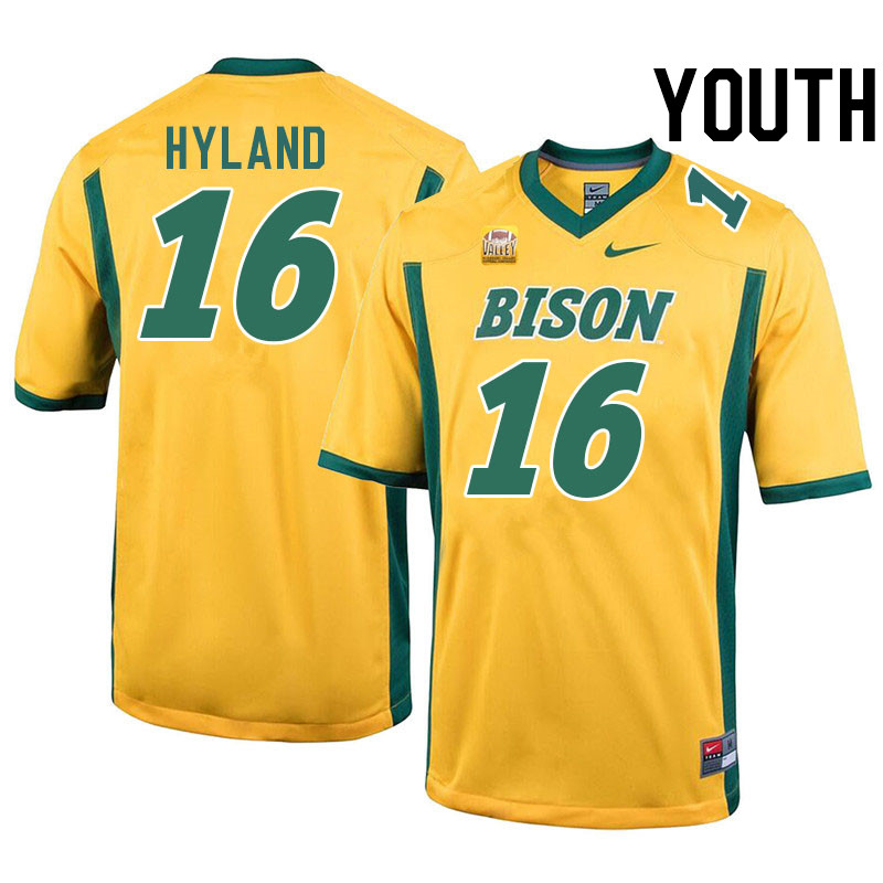 Youth #16 Isaac Hyland North Dakota State Bison College Football Jerseys Stitched-Yellow